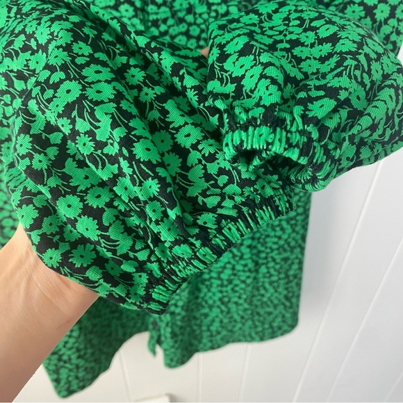Boden Button Front Jersey Mini Dress in Green Bee Tulip Sprig Sz US 12 UK 16 - Picture 6 of 11